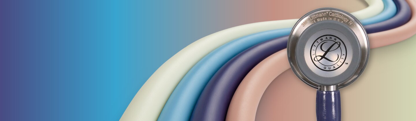 Banner Fonendoscopio Littmann - fonendosopio sobre fondo azul
